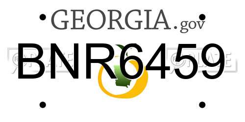 BNR6459 Georgia License Plate