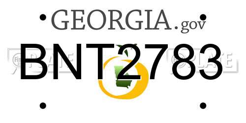 BNT2783 Georgia License Plate