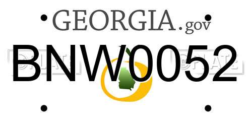 BNW0052 Georgia License Plate