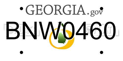 BNW0460 Georgia License Plate