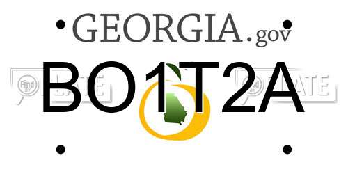 BO1T2A Georgia License Plate