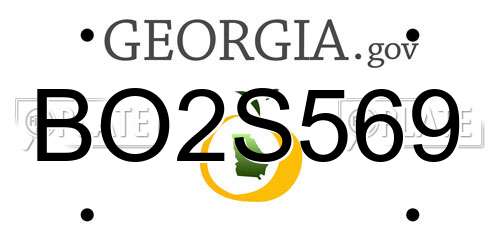 BO2S569 Georgia License Plate