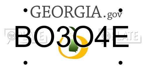 BO3O4E Georgia License Plate