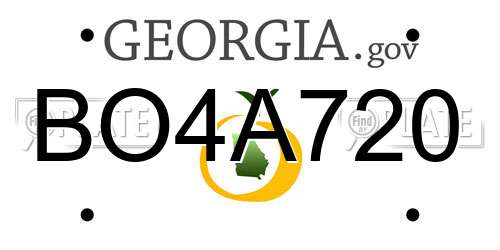 BO4A720 Georgia License Plate