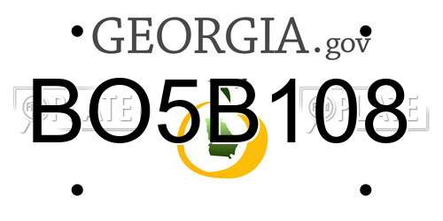 BO5B108 Georgia License Plate