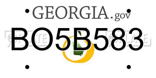 BO5B583 Georgia License Plate