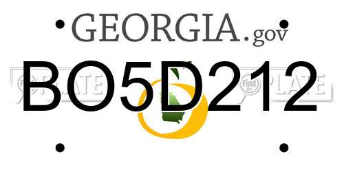 BO5D212 Georgia License Plate