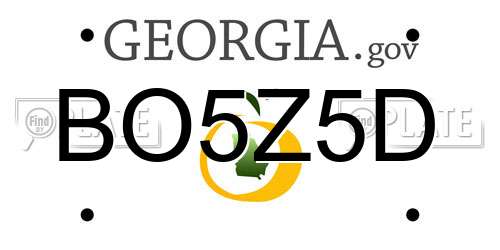 BO5Z5D Georgia License Plate