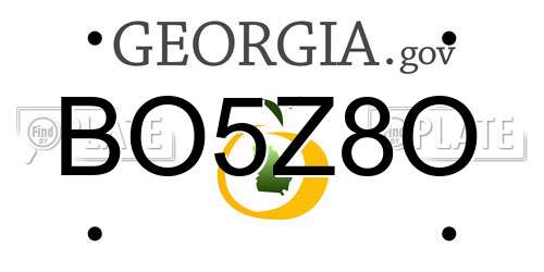 BO5Z8O Georgia License Plate
