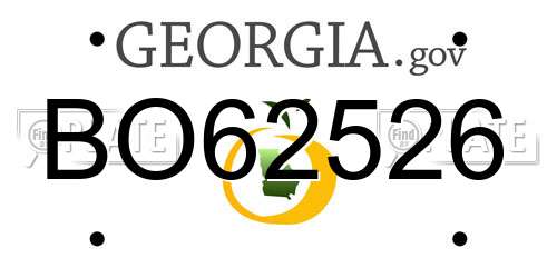 BO62526 Georgia License Plate