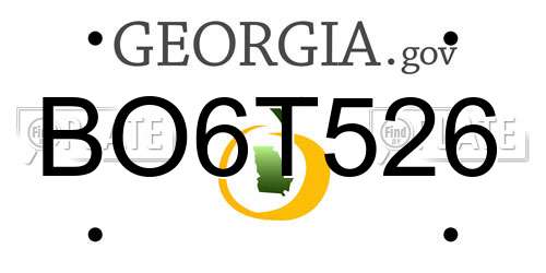 BO6T526 Georgia License Plate