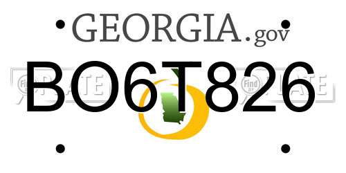 BO6T826 Georgia License Plate
