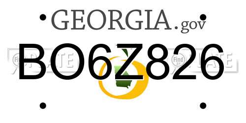 BO6Z826 Georgia License Plate
