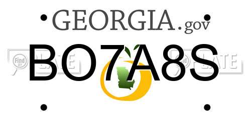 BO7A8S Georgia License Plate
