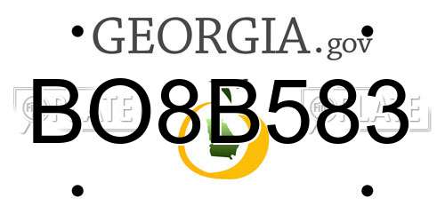 BO8B583 Georgia License Plate