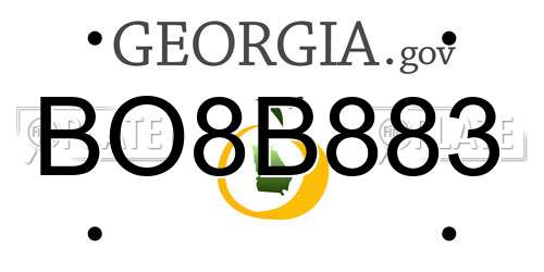 BO8B883 Georgia License Plate