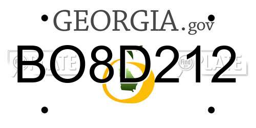 BO8D212 Georgia License Plate