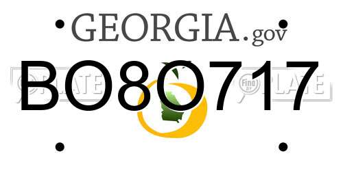BO8O717 Georgia License Plate