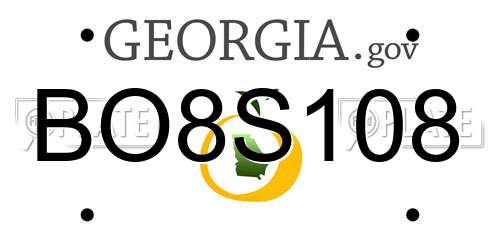 BO8S108 Georgia License Plate