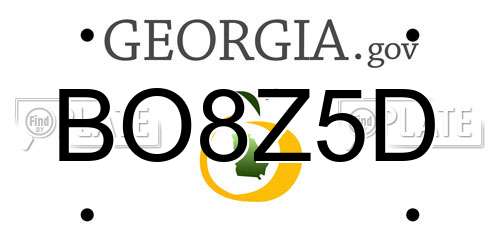 BO8Z5D Georgia License Plate