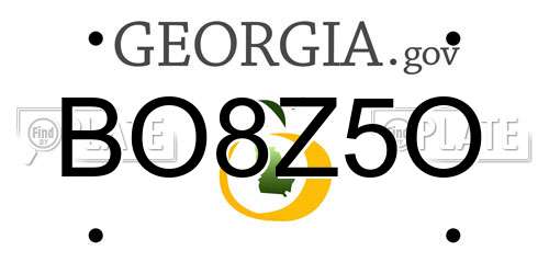 BO8Z5O Georgia License Plate