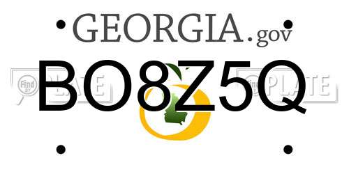 BO8Z5Q Georgia License Plate