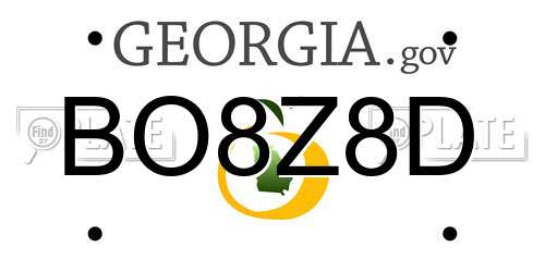 BO8Z8D Georgia License Plate