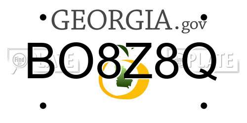BO8Z8Q Georgia License Plate