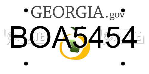 BOA5454 Georgia License Plate
