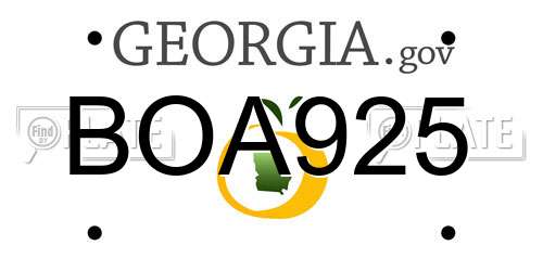 BOA925 Georgia License Plate