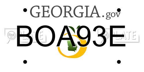 BOA93E Georgia License Plate