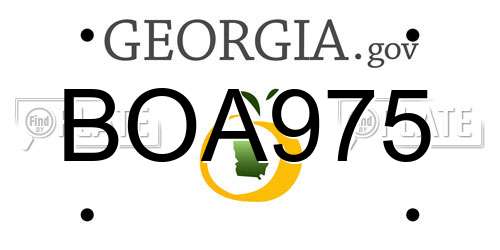 BOA975 Georgia License Plate