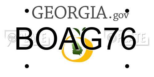 BOAG76 Georgia License Plate