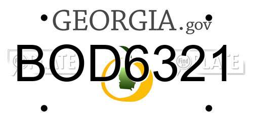 BOD6321 Georgia License Plate