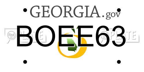 BOEE63 Georgia License Plate