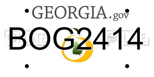 BOG2414 Georgia License Plate