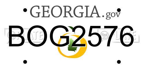 BOG2576 Georgia License Plate