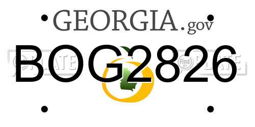 BOG2826 Georgia License Plate