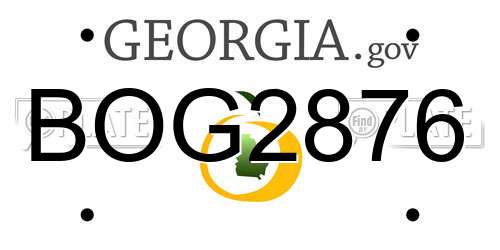 BOG2876 Georgia License Plate