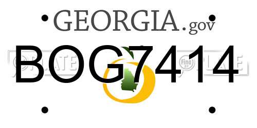 BOG7414 Georgia License Plate