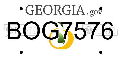 BOG7576 Georgia License Plate