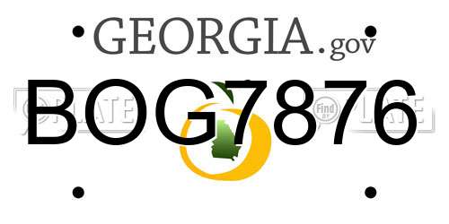 BOG7876 Georgia License Plate