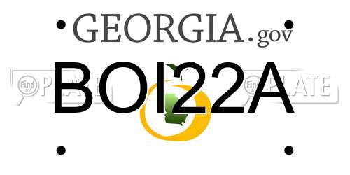 BOI22A Georgia License Plate