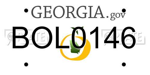 BOL0146 Georgia License Plate