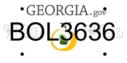 BOL3636 Georgia License Plate