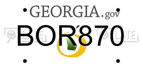 BOR870 Georgia License Plate
