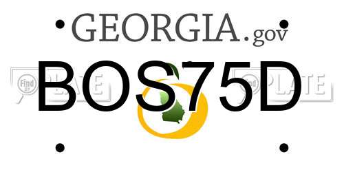 BOS75D Georgia License Plate