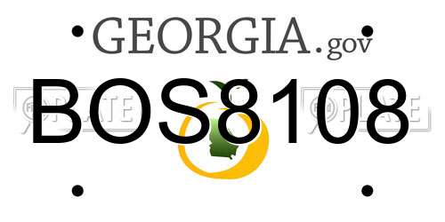 BOS8108 Georgia License Plate