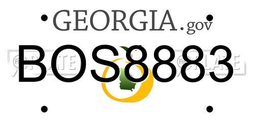 BOS8883 Georgia License Plate