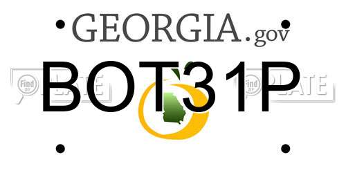 BOT31P Georgia License Plate